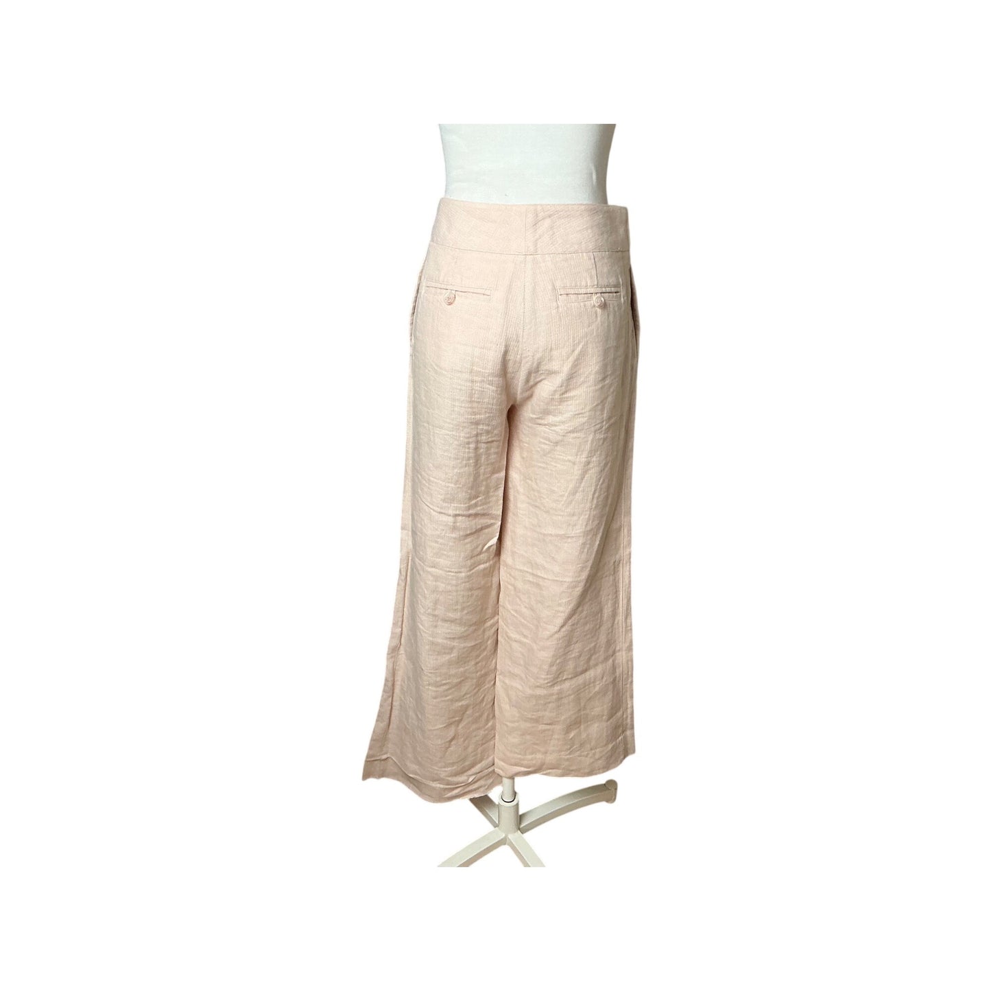 Robert Rodriguez Wide Leg Pants Luxury Linen Blend Trouser Neutral Beige Size 0