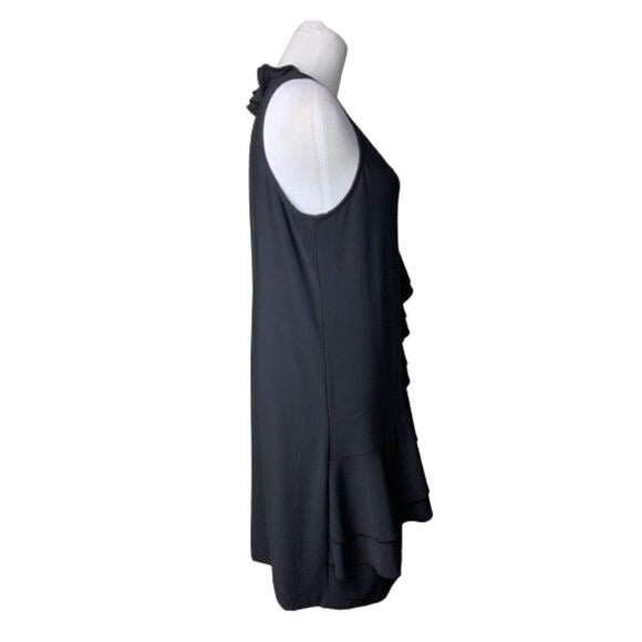 Cache Ruffle Black Dress. Sz 8