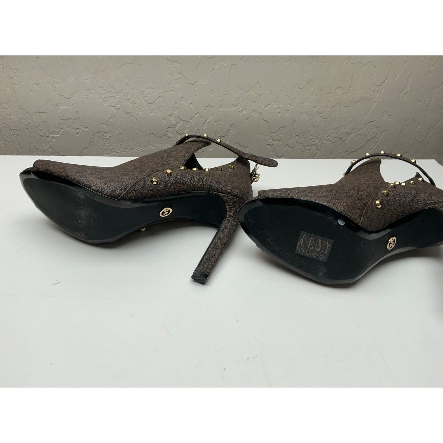 Michael Kors Studded Peep Toe Ankle Booties Women’s Size Gray High Heel