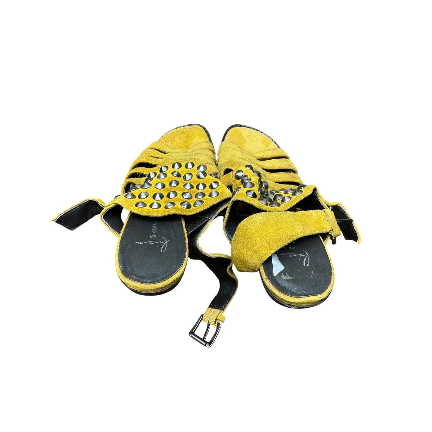 Donald Pliner Yellow Suede Studded Sandals Statement Slide Edgy Festival  Sz 8M