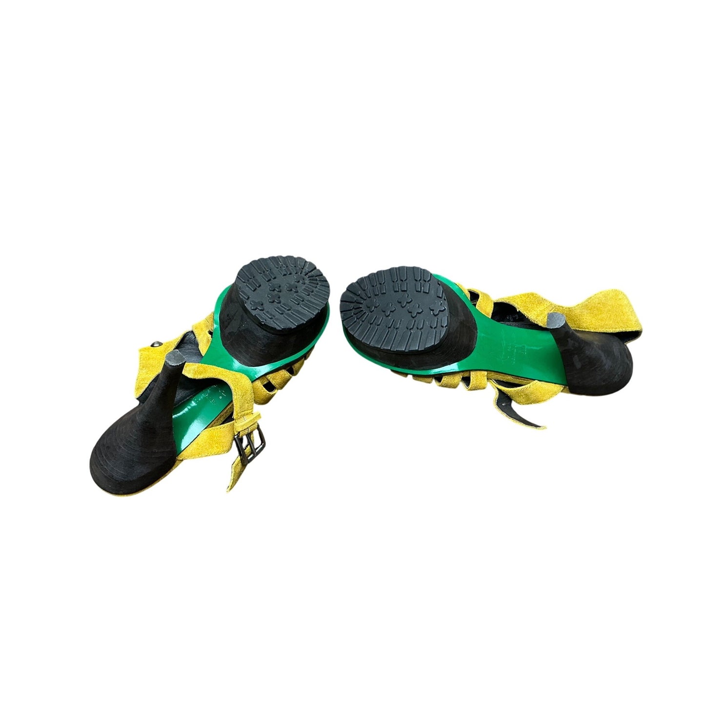 Donald Pliner Yellow Suede Studded Sandals Statement Slide Edgy Festival  Sz 8M