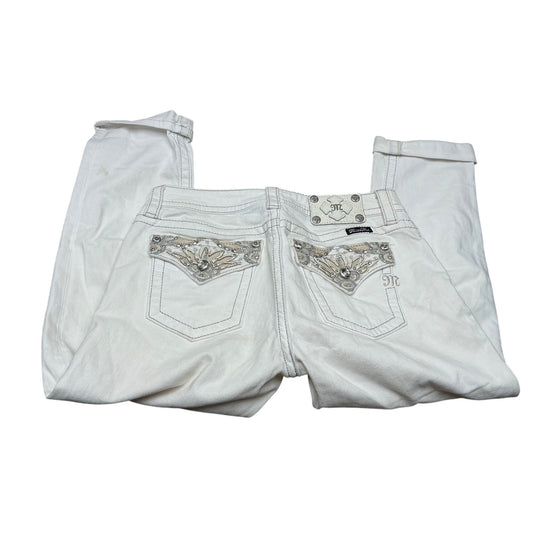 Miss Me White Embellished Flap Pocket Capri Jeans Women’s Size 27