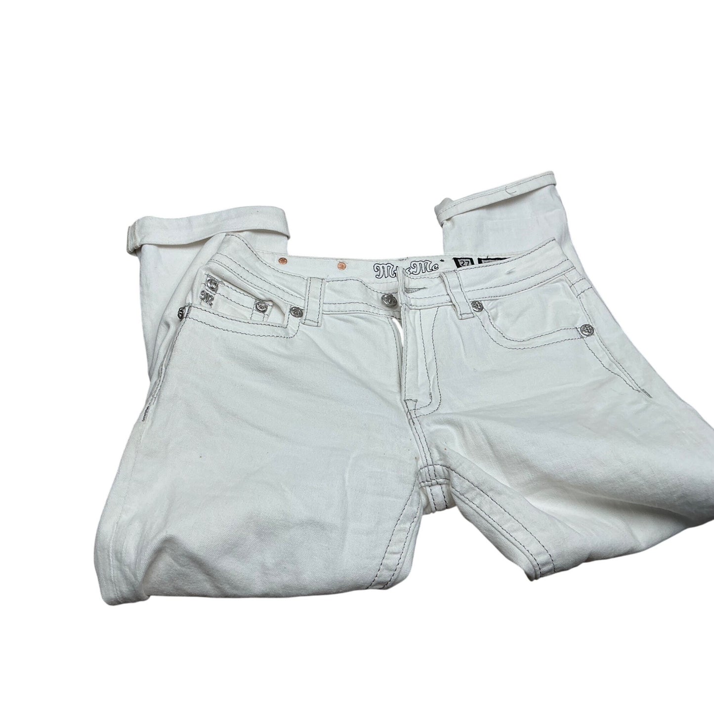 Miss Me White Embellished Flap Pocket Capri Jeans Women’s Size 27