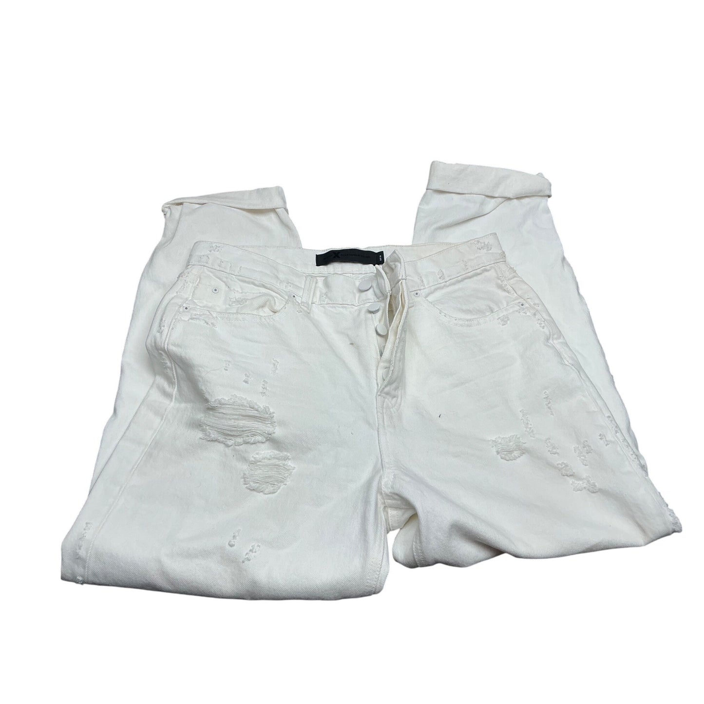 Alexander Wang White Distressed Jeans Button Fly Straight Leg Denim Pants Sz 28