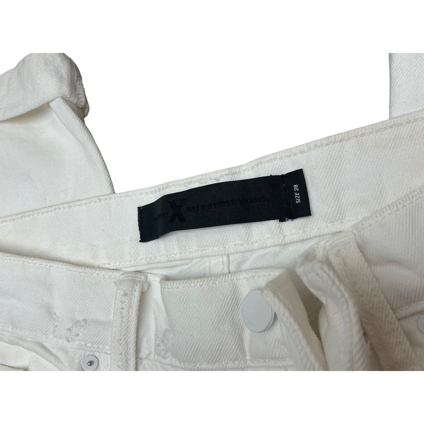 Alexander Wang White Distressed Jeans Button Fly Straight Leg Denim Pants Sz 28