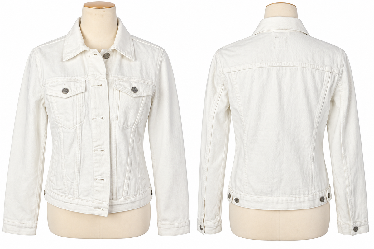 Gap white denim jacket size small front and back