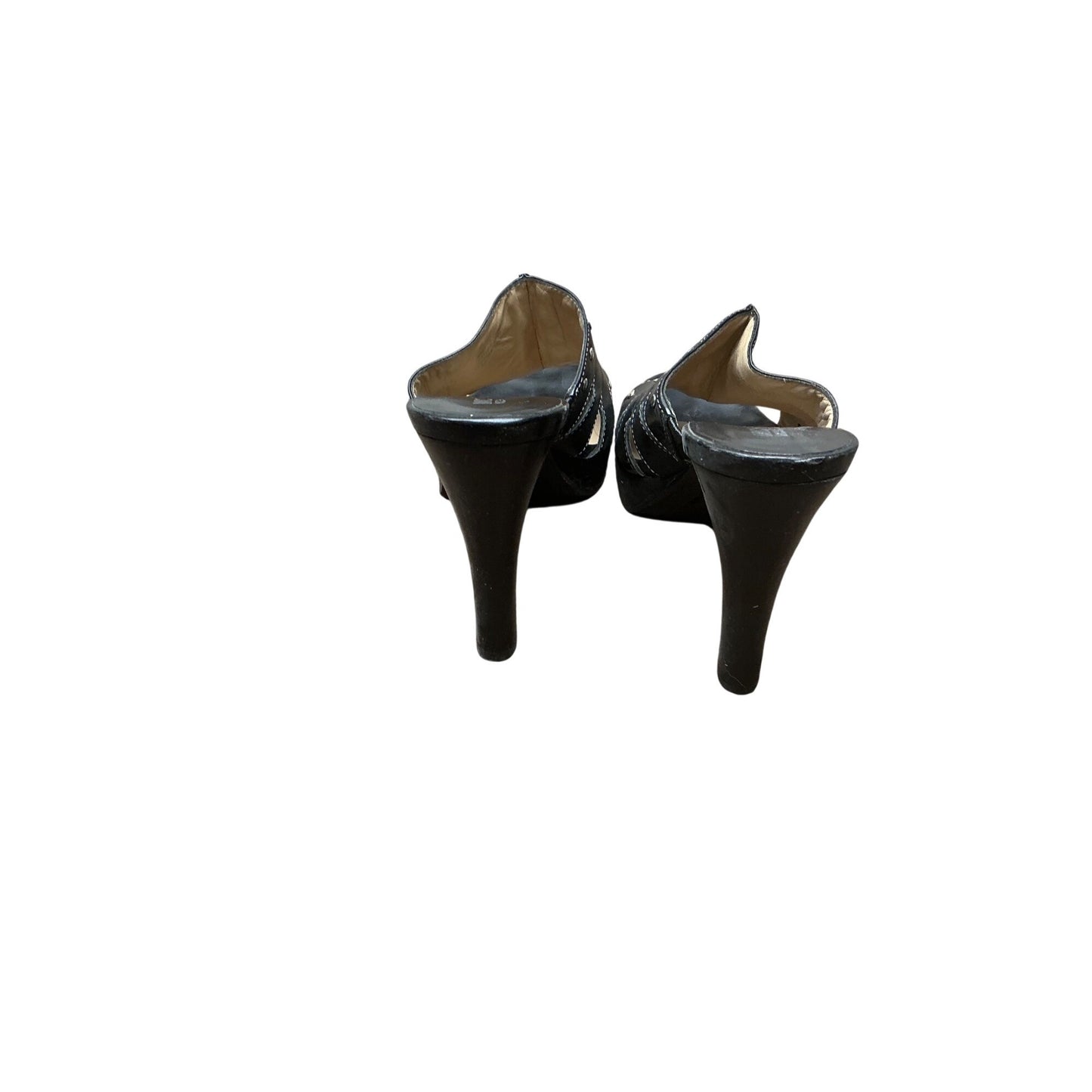 Michael Kors Black Leather Studded Slide Sandals Mule Heels Size 5.5M