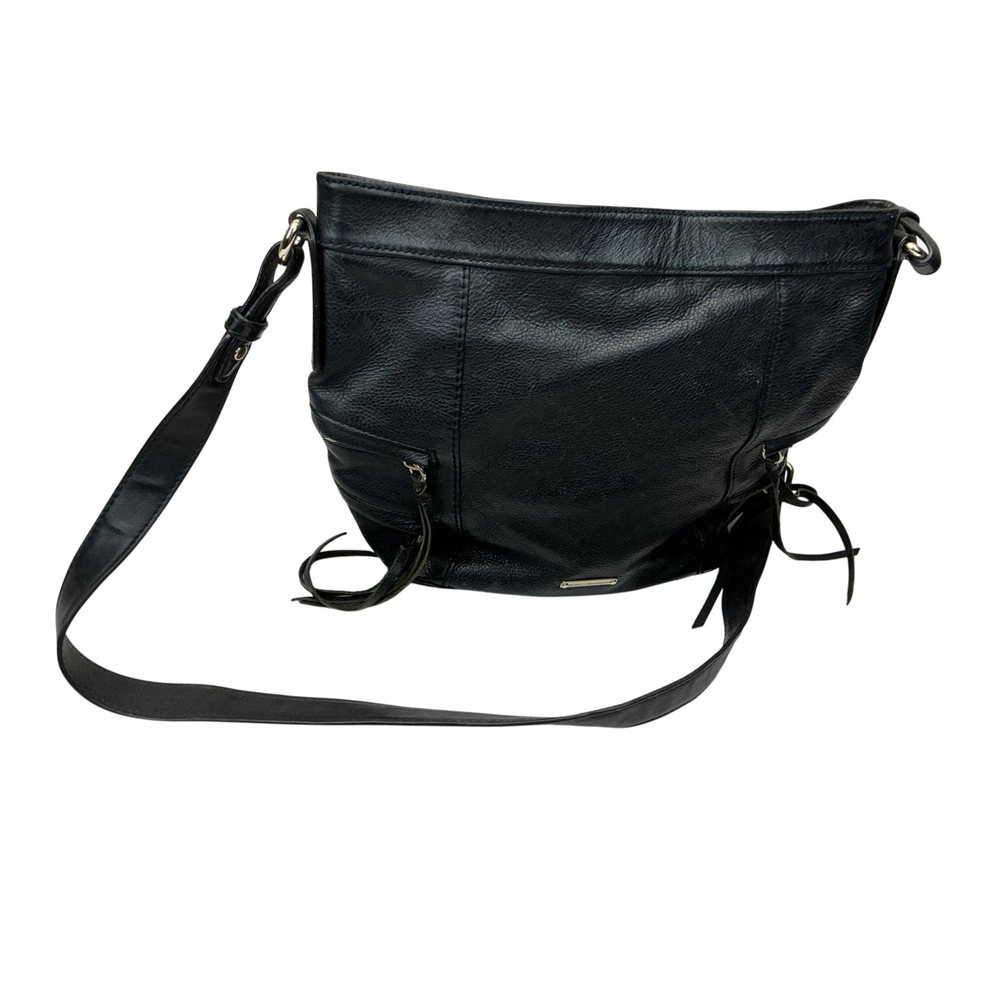 Rebecca Minkoff Black Leather Crossbody Bag Multi Zip Pocket Shoulder Bag