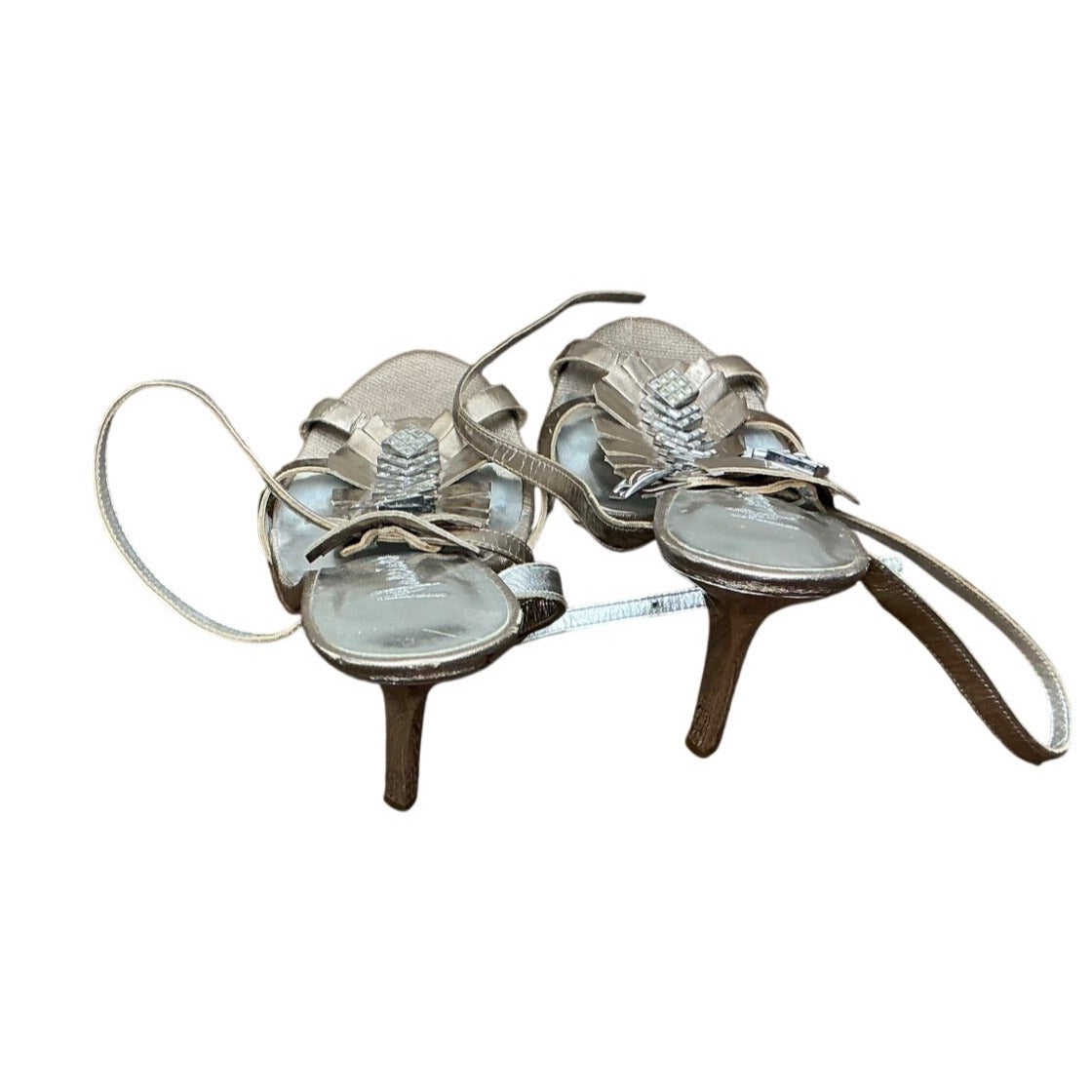Marciano Metallic Bronze Embellished Gladiator Sandals Ankle Strap Heels Women’s Size 5.5