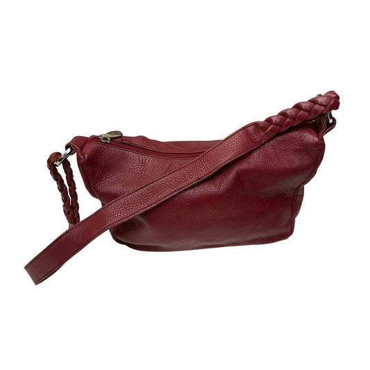 Valentina Red Leather Shoulder Bag Braided Strap Slouchy Hobo Purse