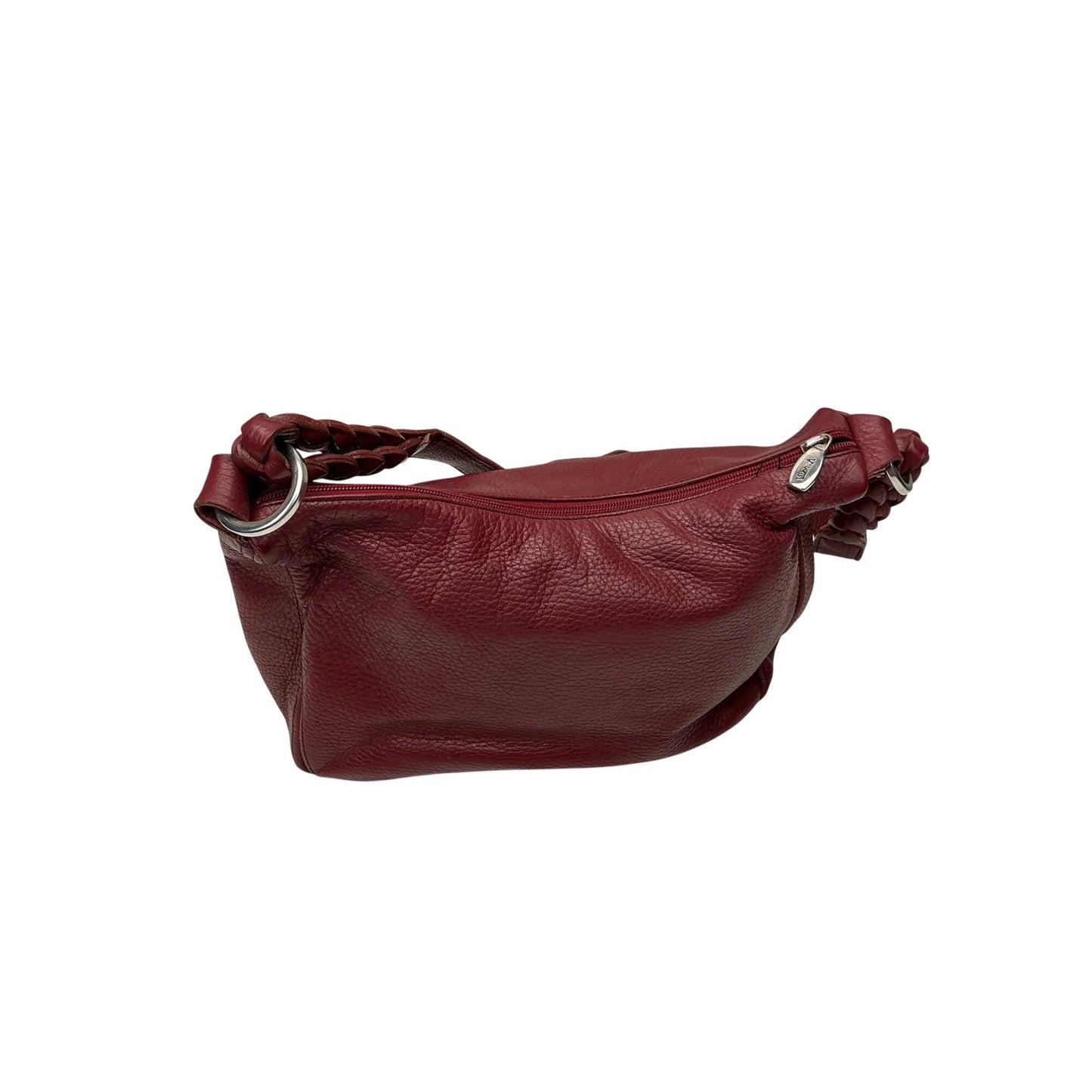 Valentina Red Leather Shoulder Bag Braided Strap Slouchy Hobo Purse