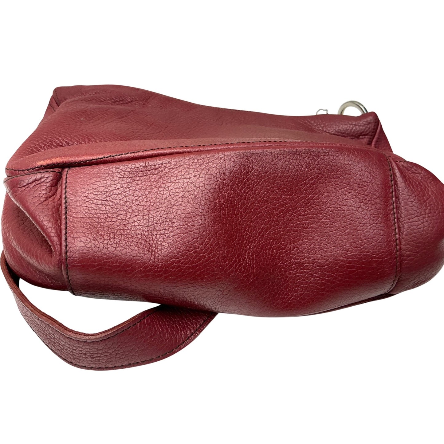 Valentina Red Leather Shoulder Bag Braided Strap Slouchy Hobo Purse