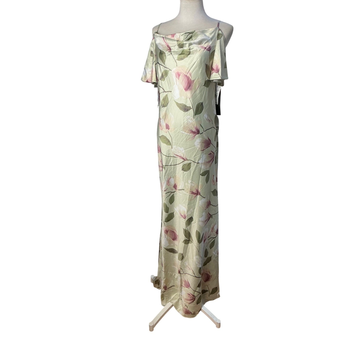 Adrianna Papell floral satin off-the-shoulder column gown, size 6, new with tags
