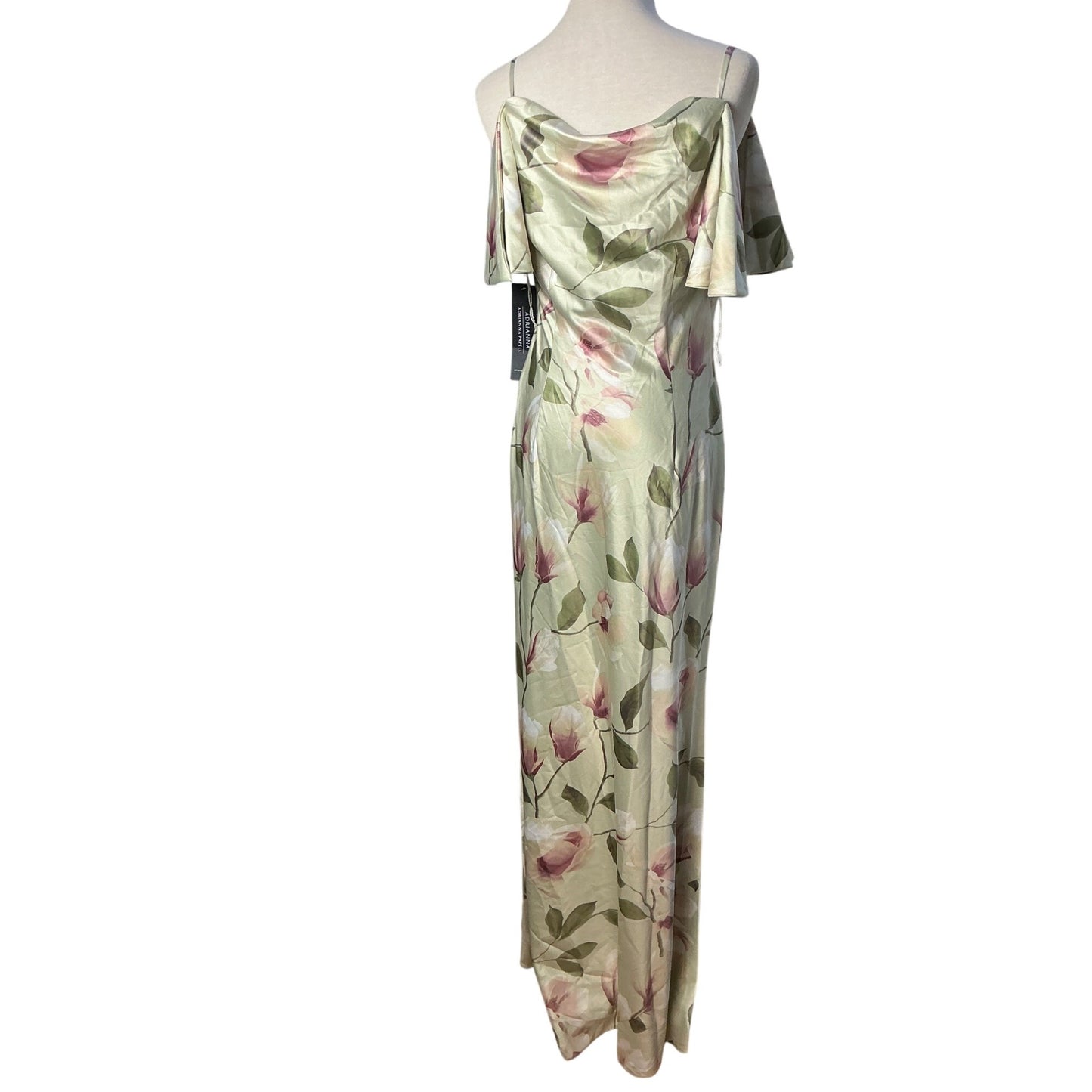 Adrianna Papell Floral Satin Off Shoulder Column Gown Formal Dress NWT Size 6