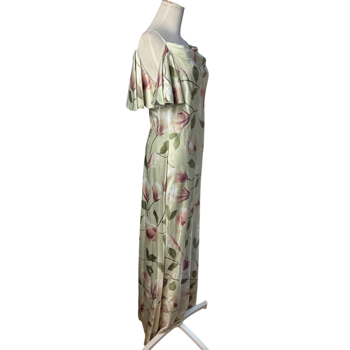 Adrianna Papell Floral Satin Off Shoulder Column Gown Formal Dress NWT Size 6