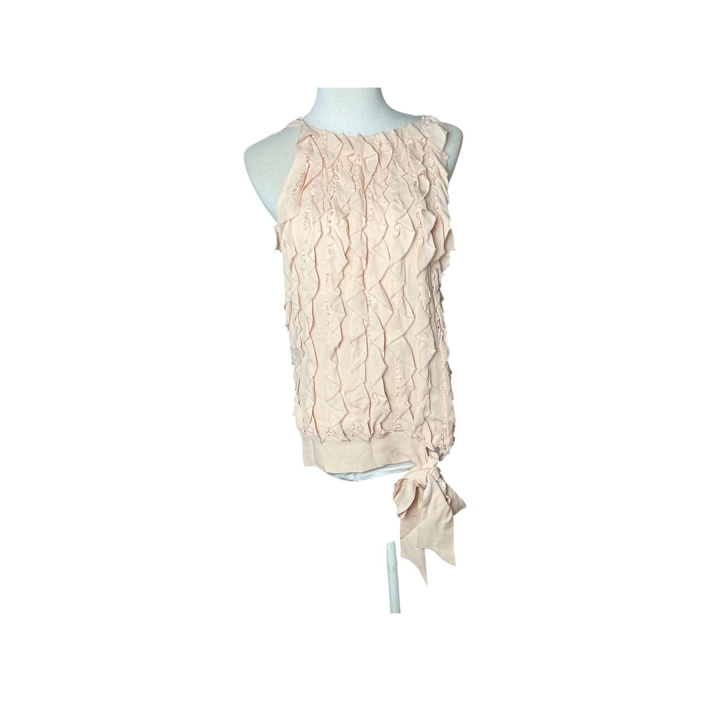 Robert Rodriguez 100% Silk Ruffle Sleeveless Blouse Top Blush Pink Size 4