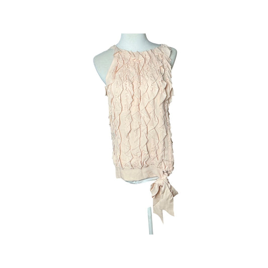 Robert Rodriguez 100% Silk Ruffle Sleeveless Blouse Top Blush Pink Size 4
