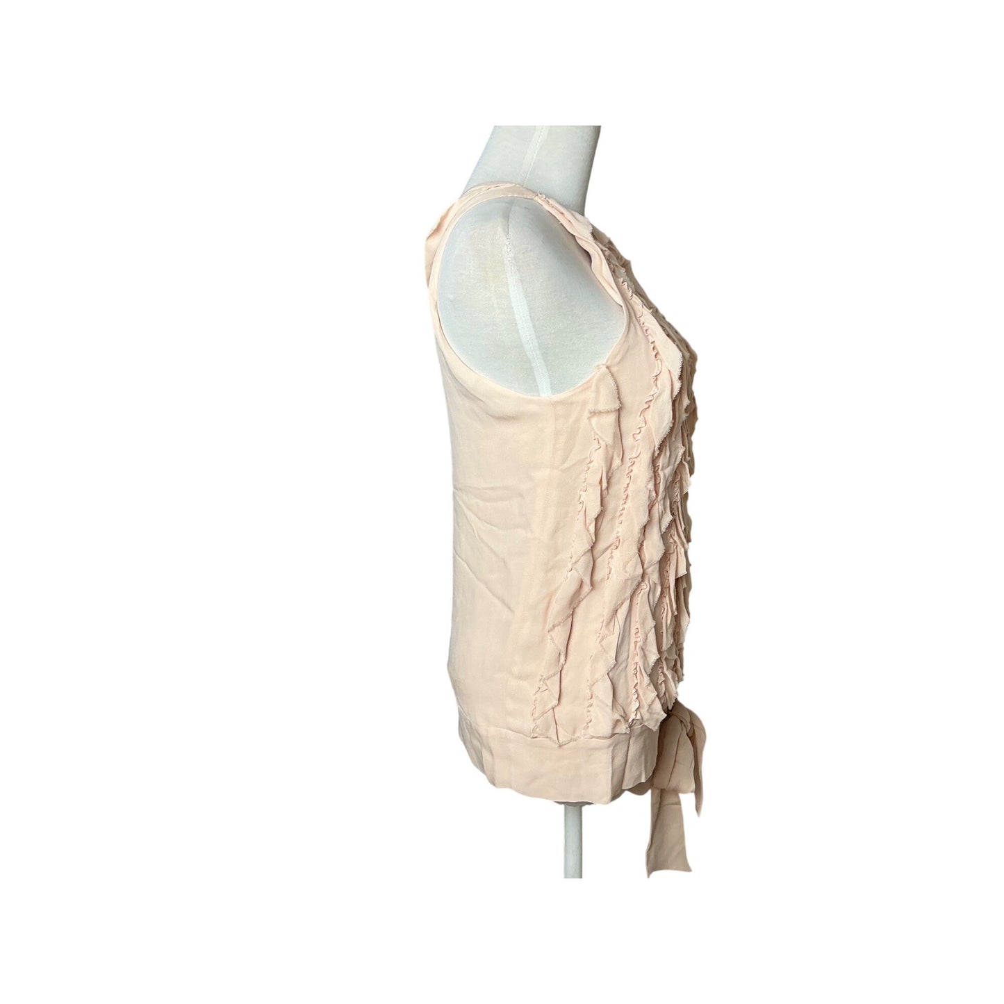 Robert Rodriguez 100% Silk Ruffle Sleeveless Blouse Top Blush Pink Size 4