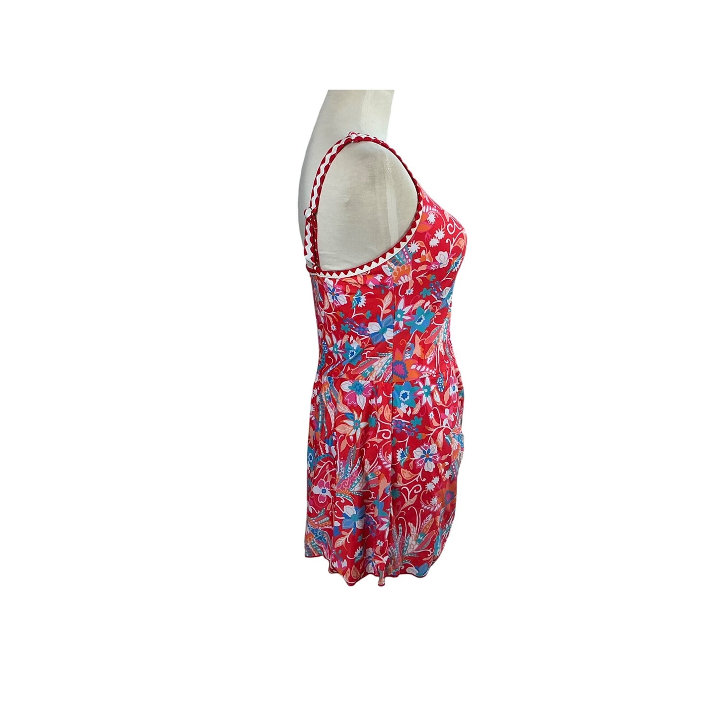 Modlily Tropical Floral Swimdress One Piece Swimsuit Side Sarong Women’s Size M