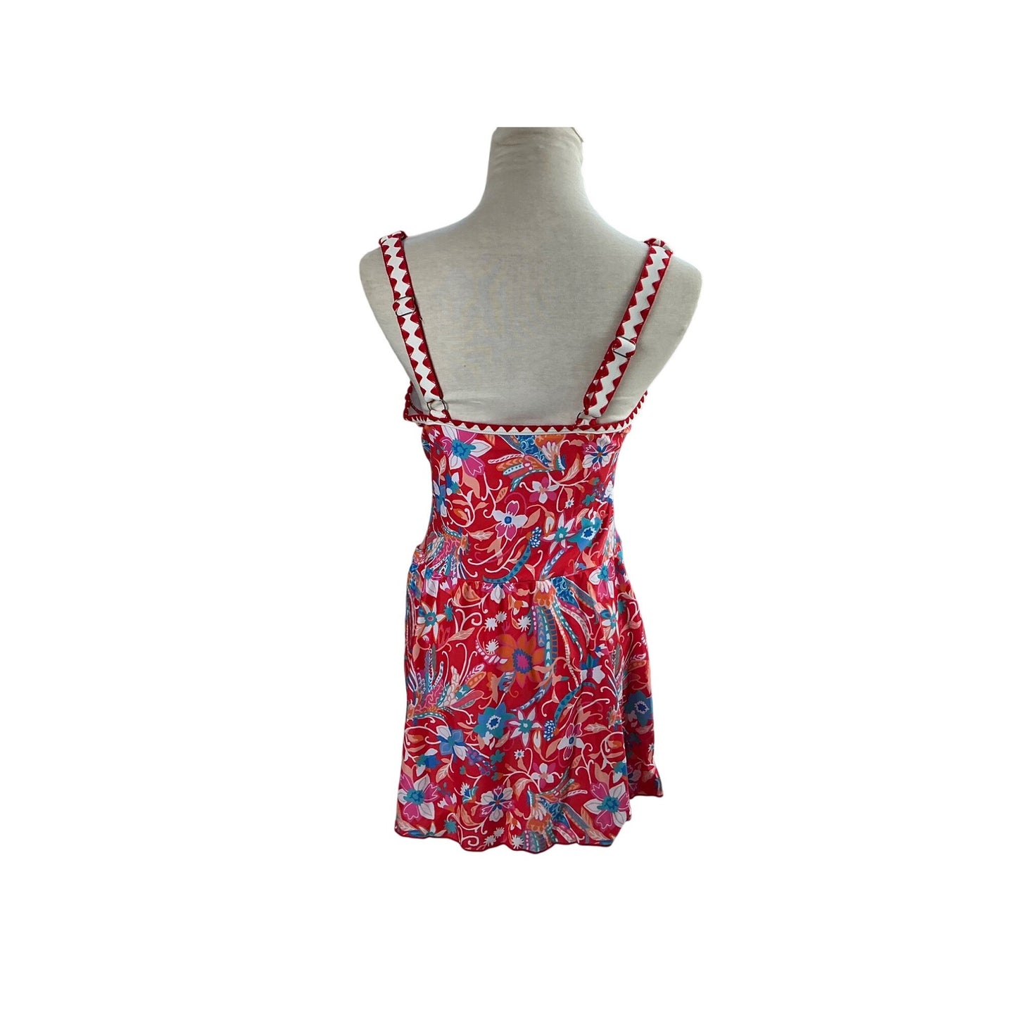 Modlily Tropical Floral Swimdress One Piece Swimsuit Side Sarong Women’s Size M