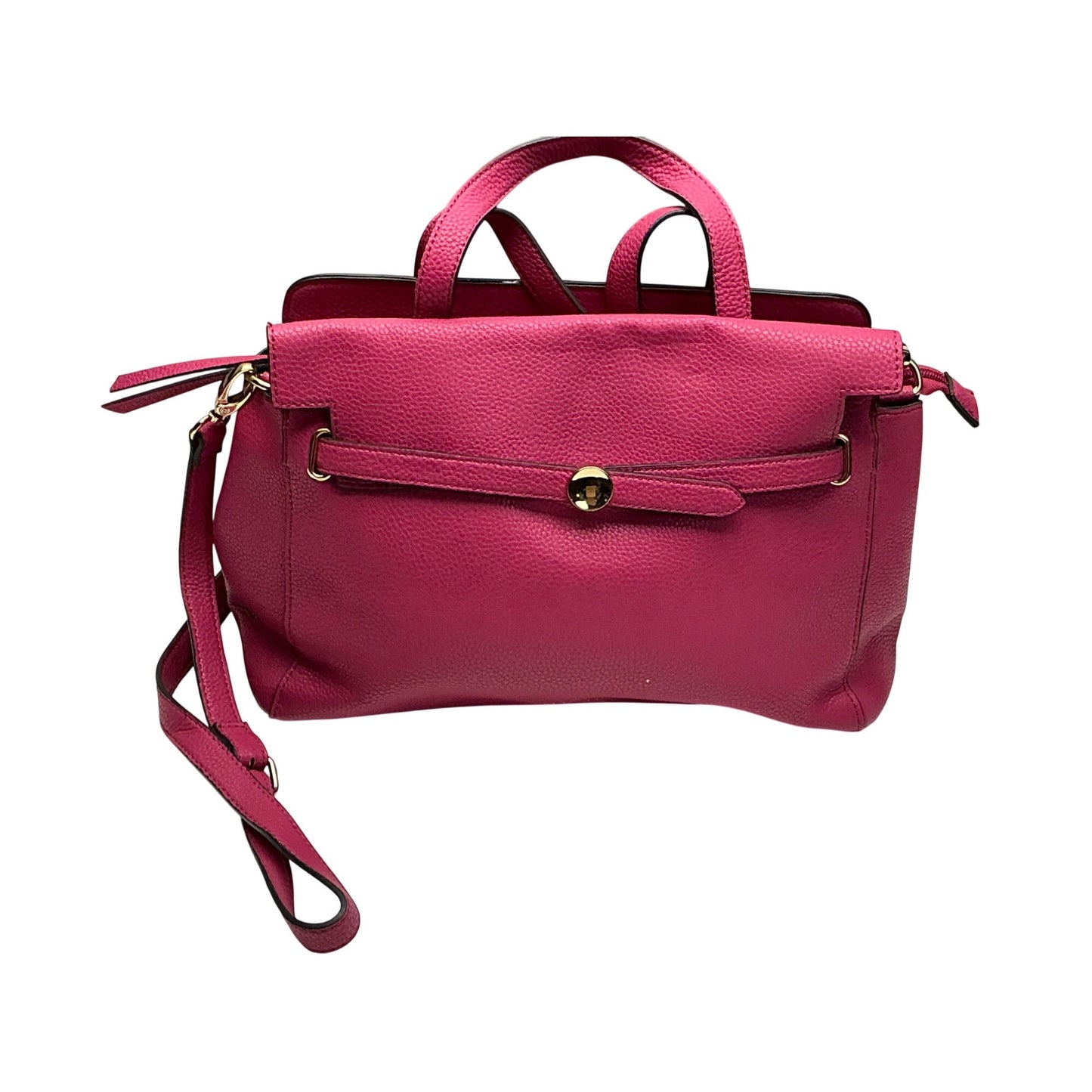 Nanette Lepore Pink Pebbled Leather Satchel Crossbody Bag Top Handle Gold Hardware