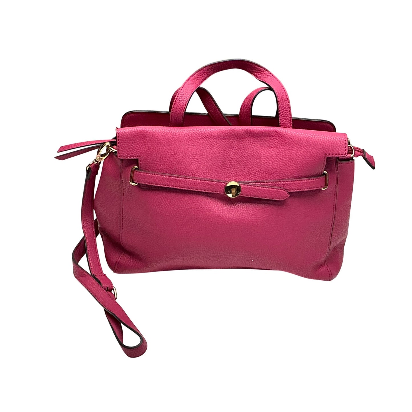 Nanette Lepore Pink Pebbled Leather Satchel Crossbody Bag Top Handle Gold Hardware