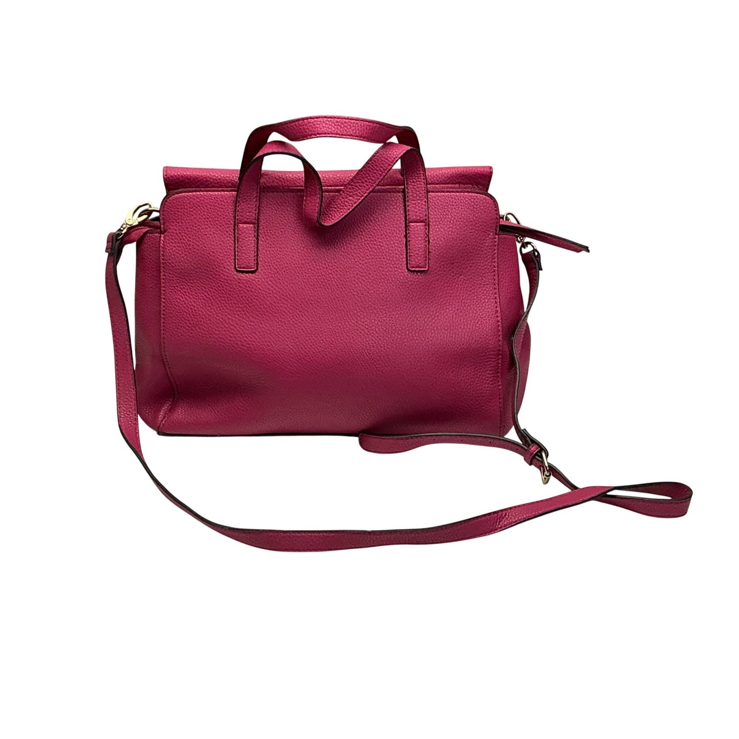 Nanette Lepore Pink Pebbled Leather Satchel Crossbody Bag Top Handle Gold Hardware
