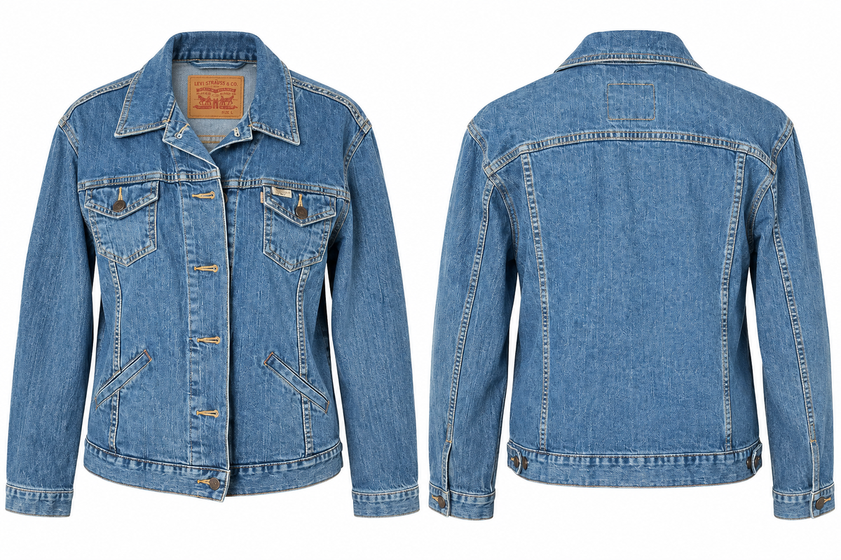 Levi Strauss classic denim jacket size L front and back