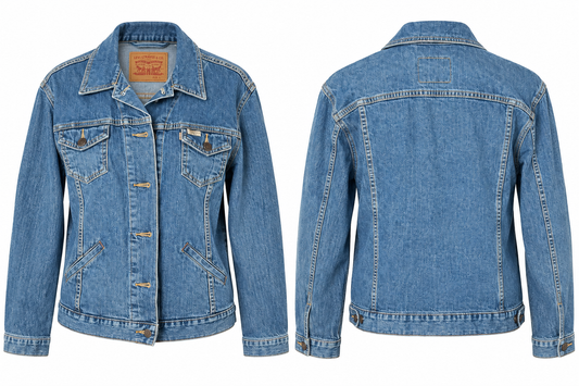 Levi Strauss classic denim jacket size L front and back