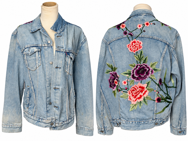 Levi’s One-of-a-Kind Floral Vine Embellished Denim Jacket - Size L