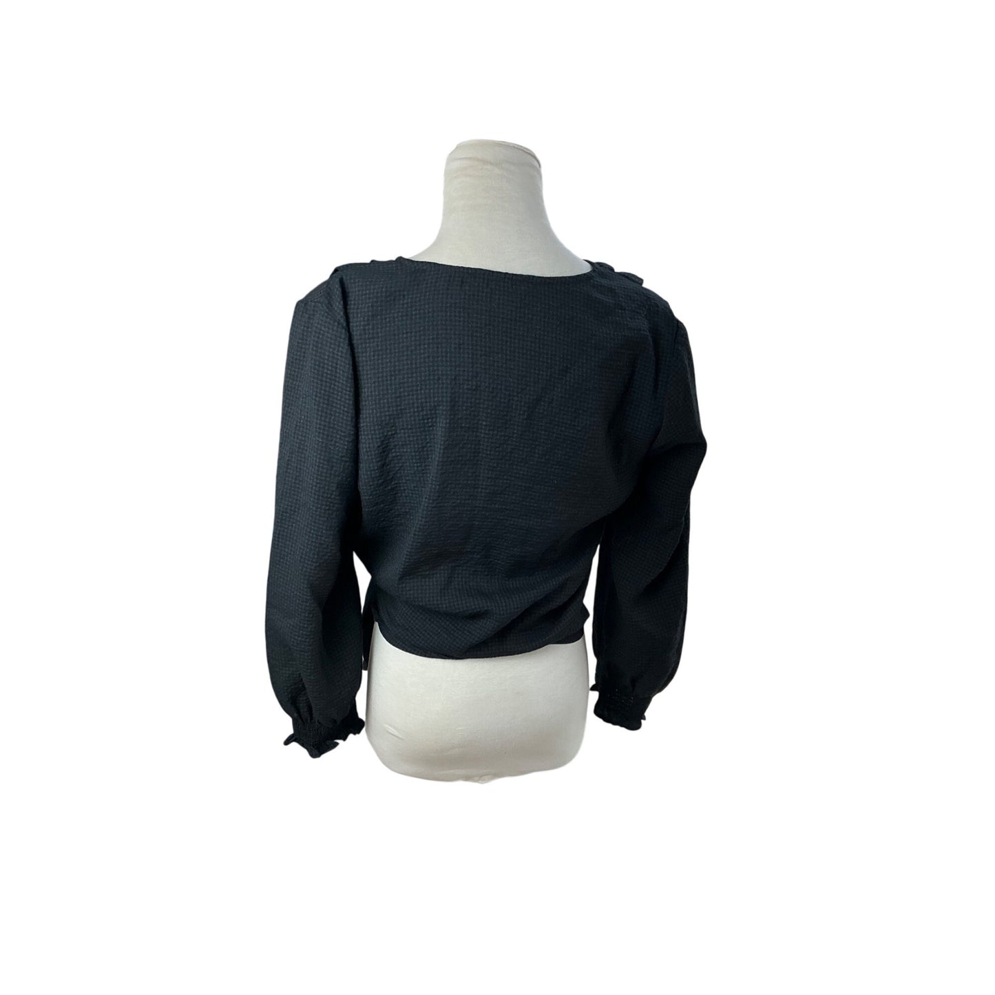 Madewell Black Wrap Tie Waist Long Sleeve Blouse V-Neck Top S