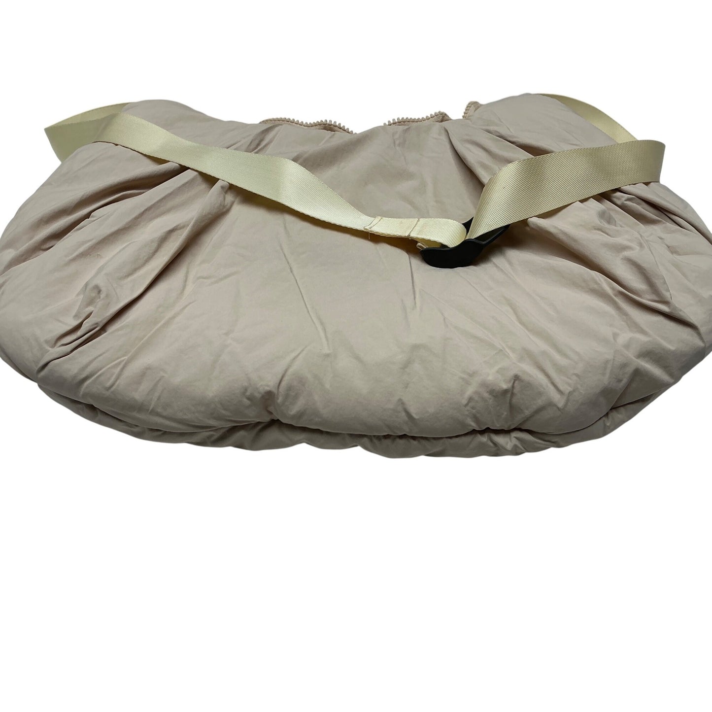 Beige Puffer Shoulder Bag Quilted Oversized Lightweight Slouchy Tote OS
