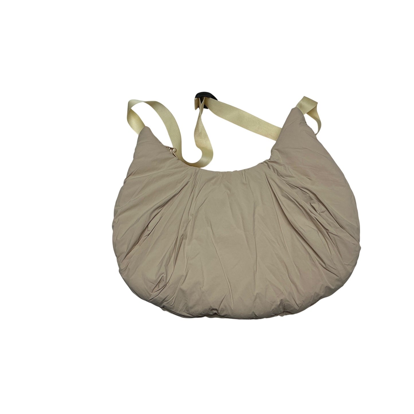 Beige Puffer Shoulder Bag Quilted Oversized Lightweight Slouchy Tote OS