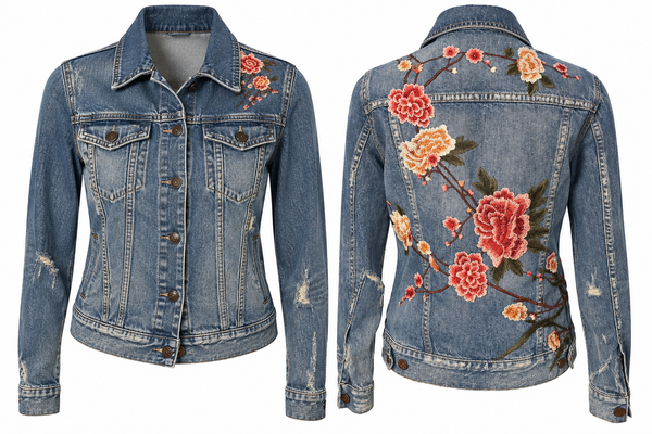 Madewell Floral Embellished Denim Jacket - Size S