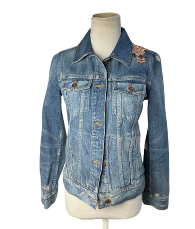 Madewell Floral Embellished Denim Jacket - Size S