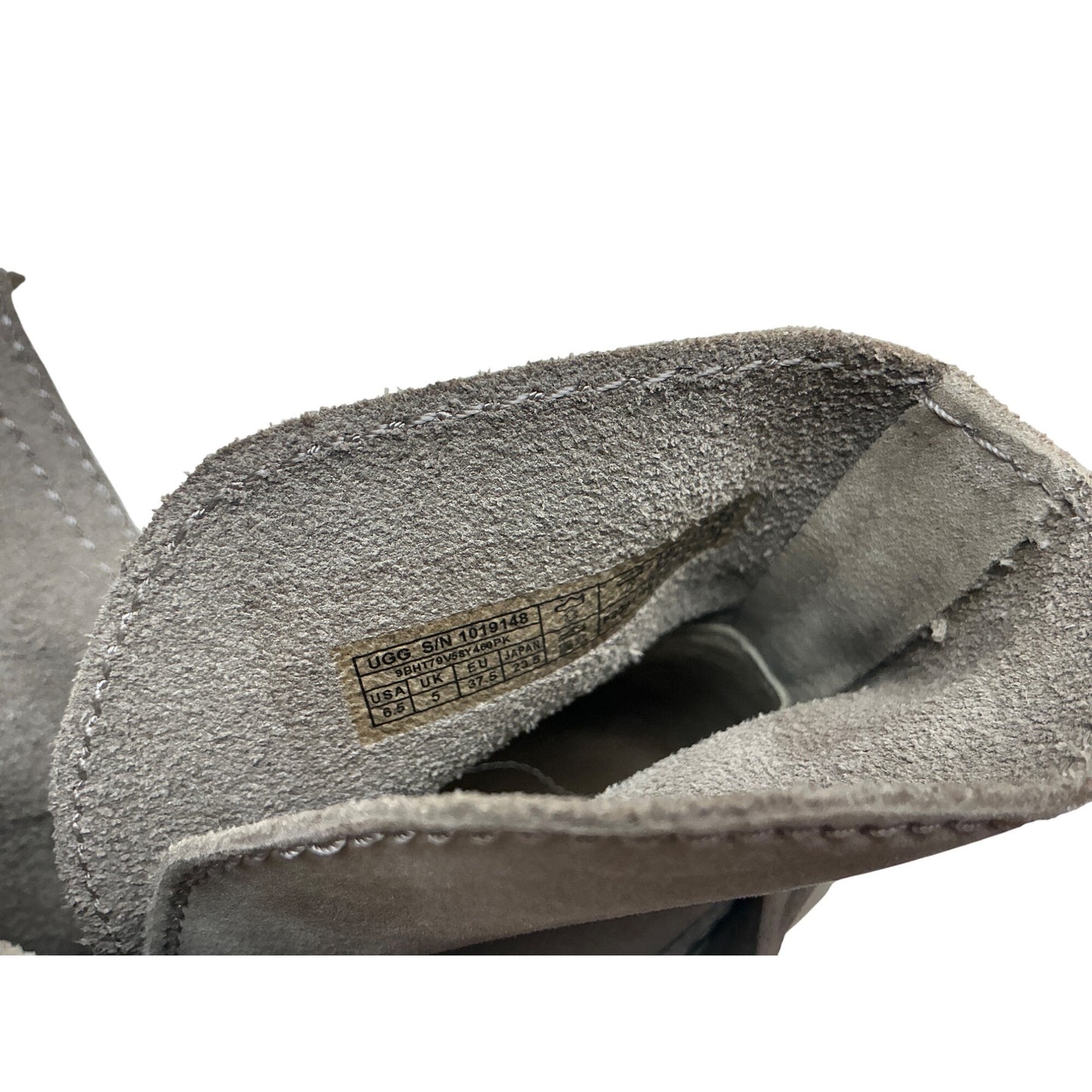 UGG Australia Leather Ankle Boots Taupe Wrap Strap Stacked Heel Size 6.5