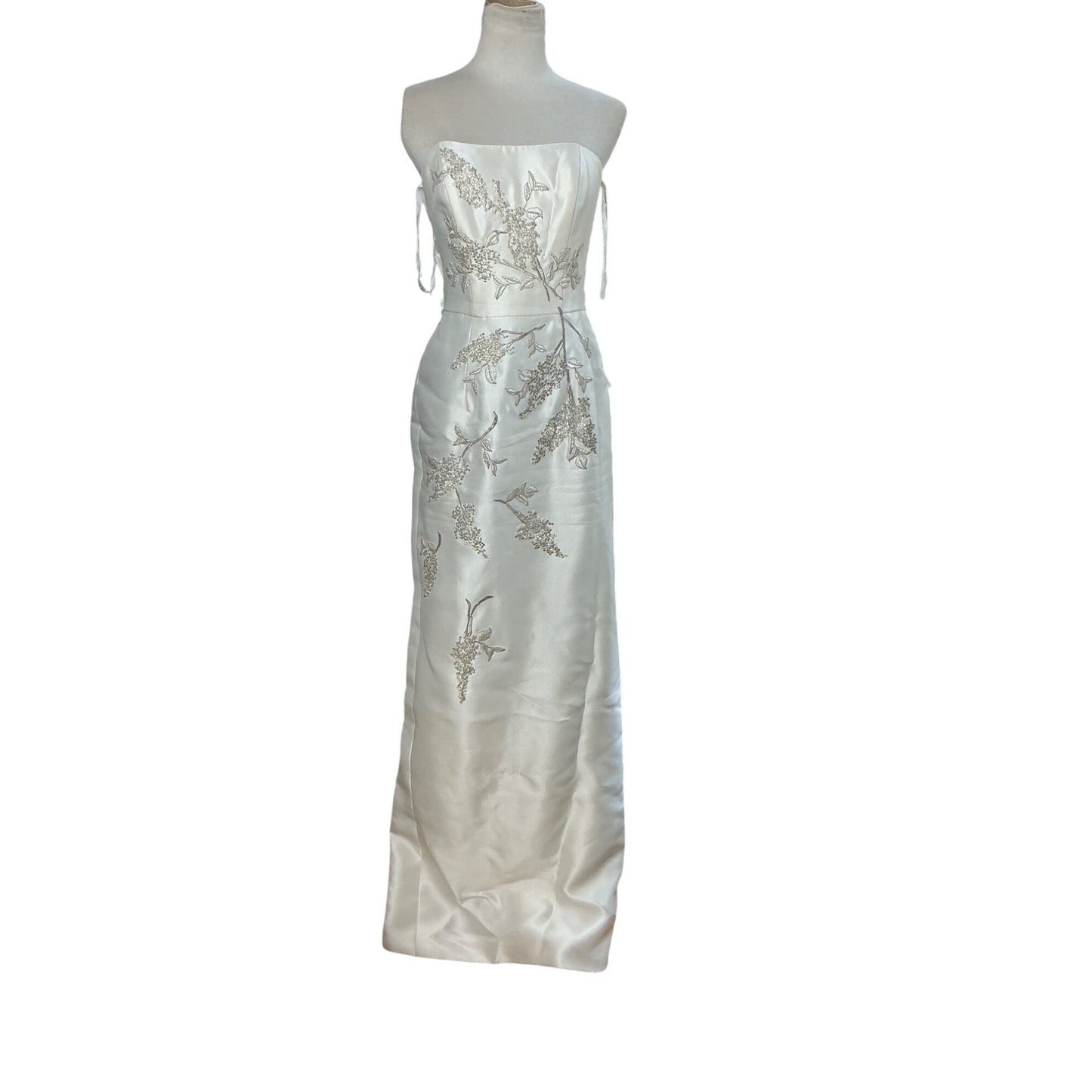 Melissa Sweet by David’s Bridal Ivory One-Shoulder Floral Jacquard Wedding Gown Sz 4