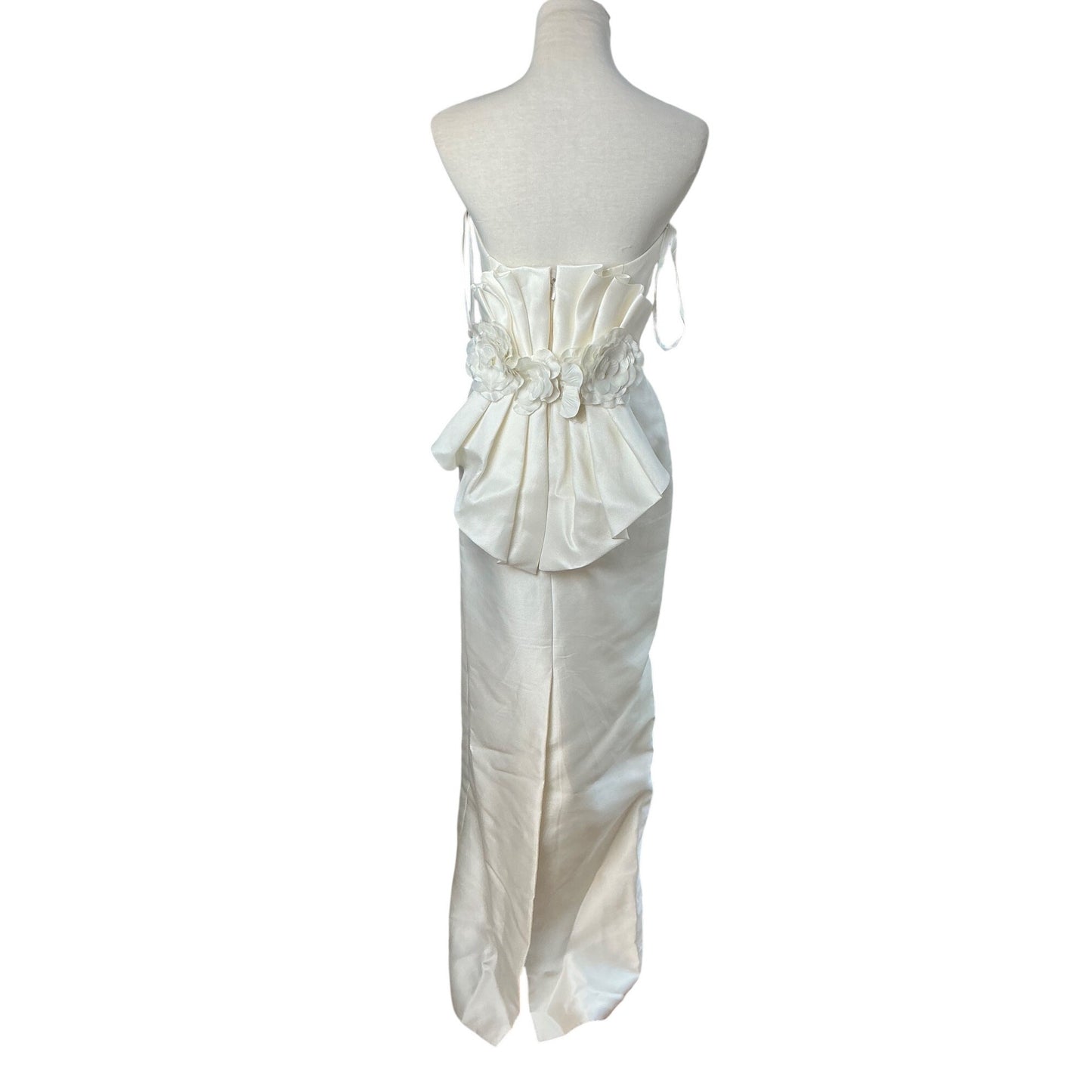 Melissa Sweet by David’s Bridal Ivory One-Shoulder Floral Jacquard Wedding Gown Sz 4