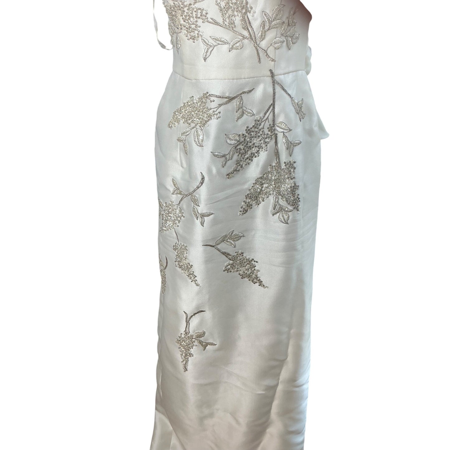 Melissa Sweet by David’s Bridal Ivory One-Shoulder Floral Jacquard Wedding Gown Sz 4