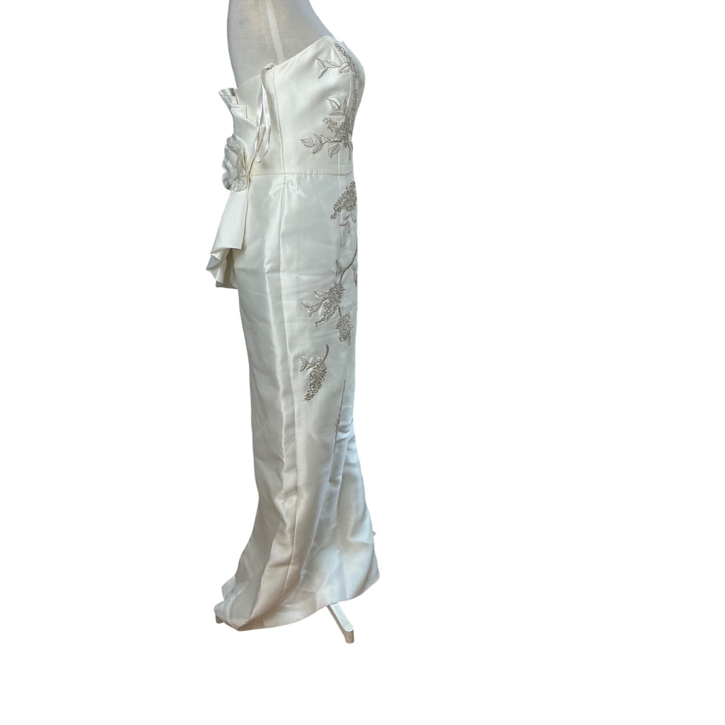 Melissa Sweet by David’s Bridal Ivory One-Shoulder Floral Jacquard Wedding Gown Sz 4