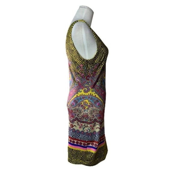 Bebe Y2K Paisley Print Bodycon Dress  Stretch Midi  SZ S