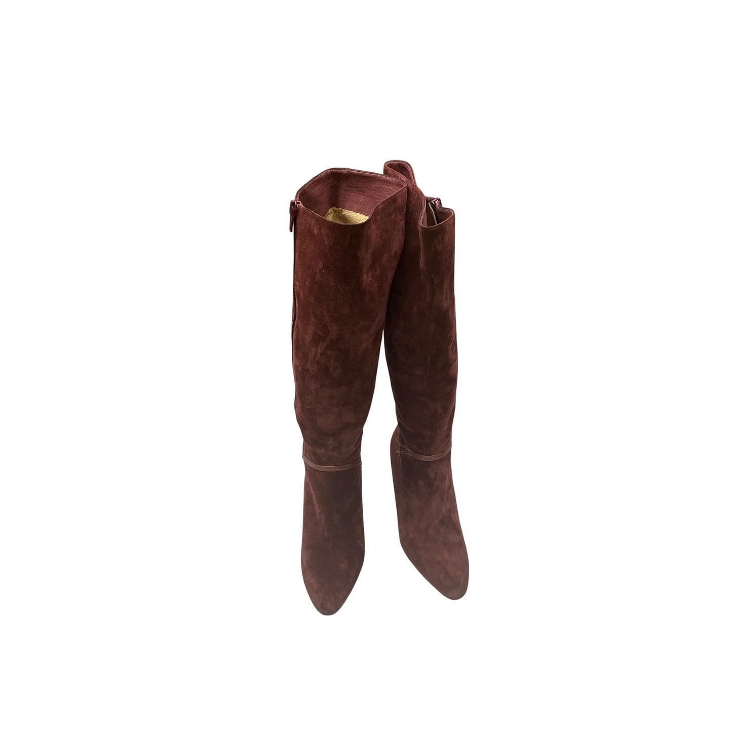 Bruno Magli Vintage Suede Knee High Boots Brown Pointed Toe Heeled Made in Italy Women’s Size 5.5
