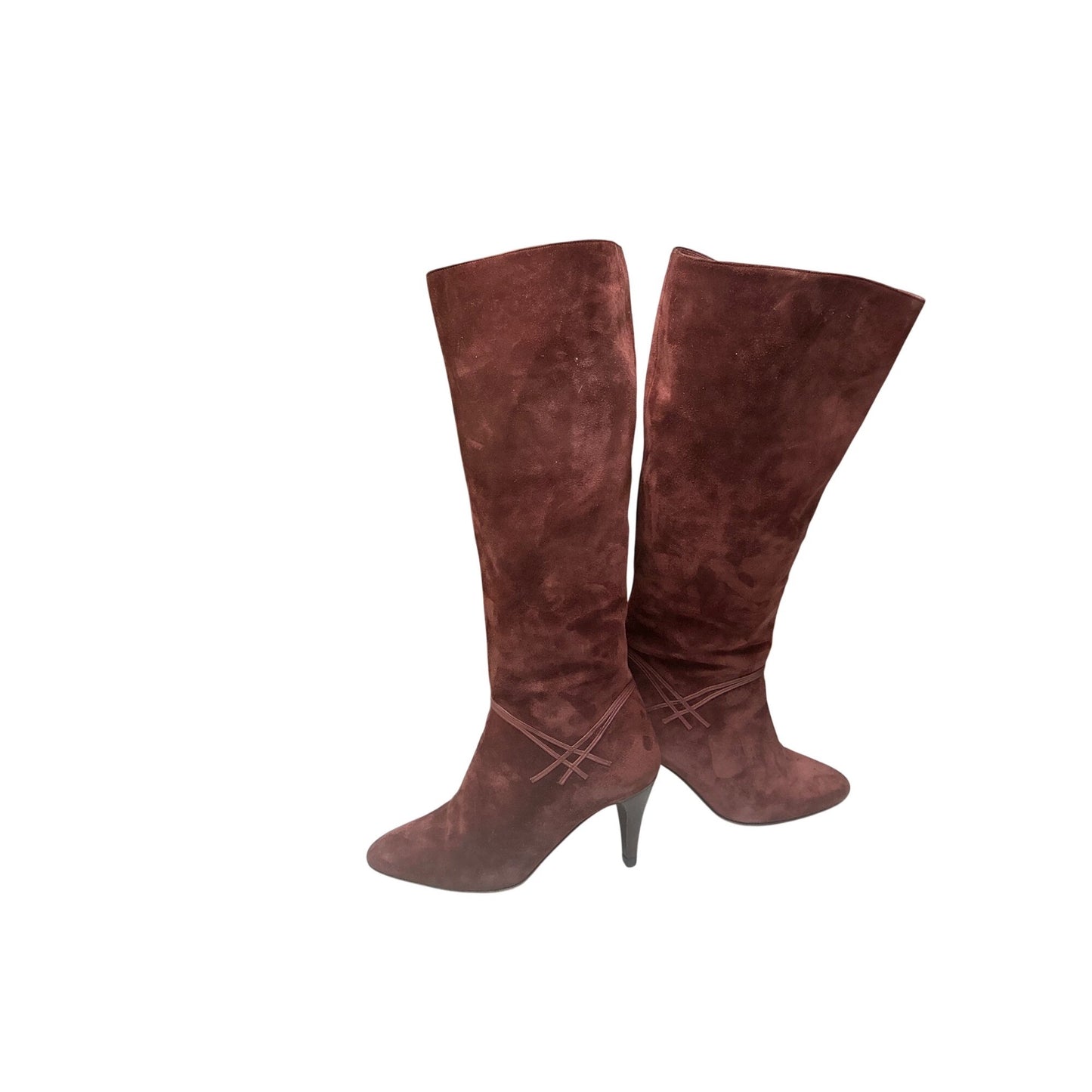 Bruno Magli Vintage Suede Knee High Boots Brown Pointed Toe Heeled Made in Italy Women’s Size 5.5