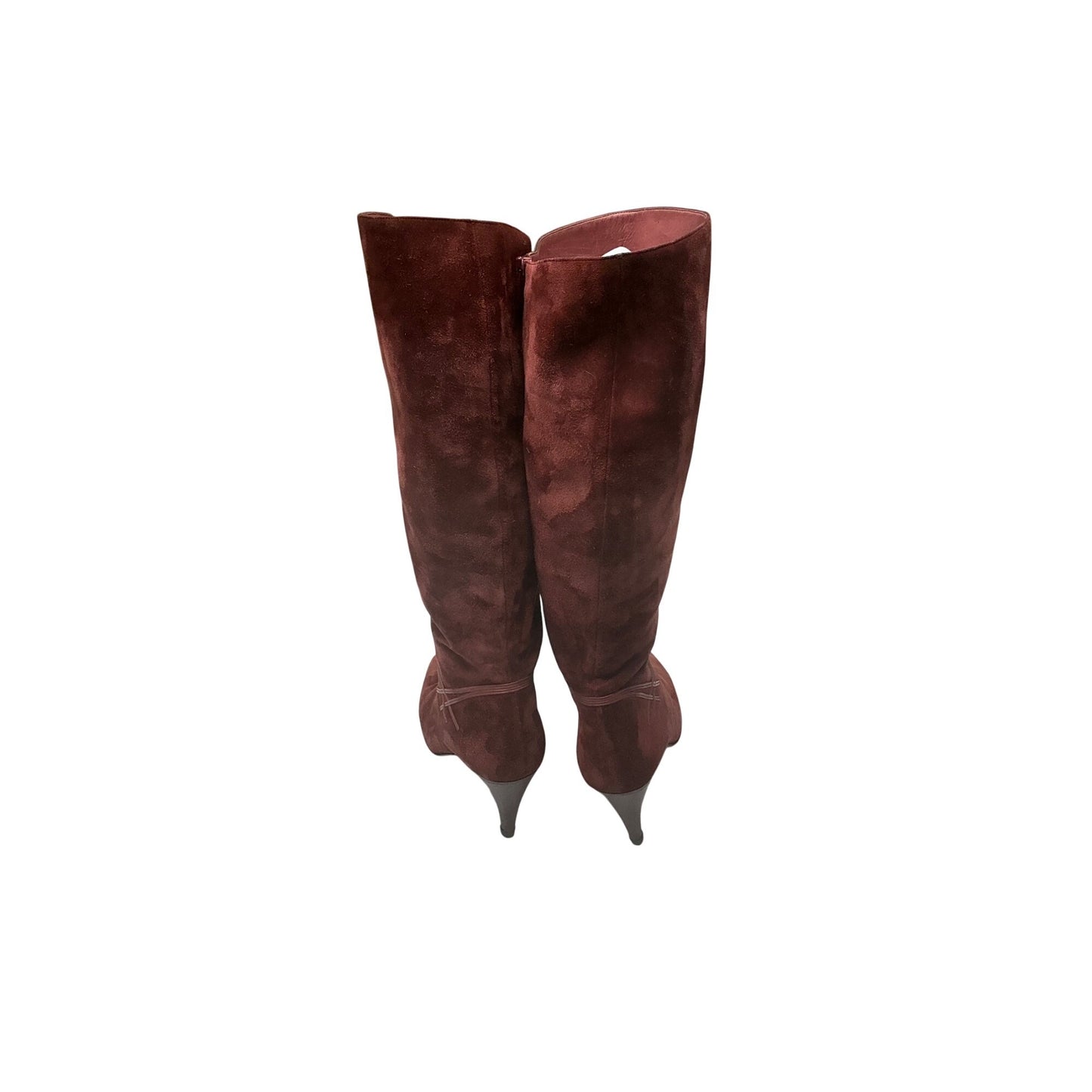 Bruno Magli Vintage Suede Knee High Boots Brown Pointed Toe Heeled Made in Italy Women’s Size 5.5