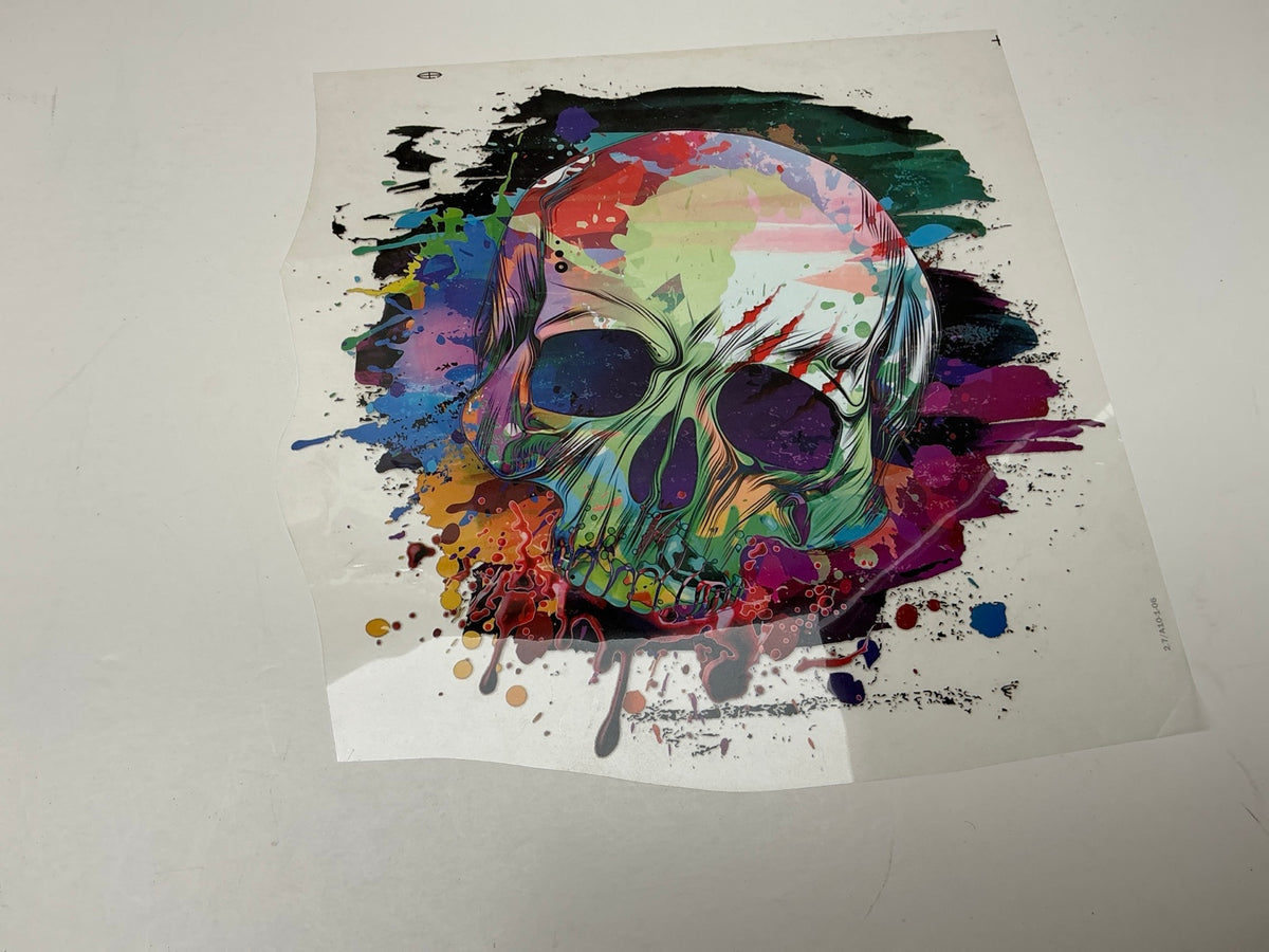 Colorful paint splash skull statement embellishment
