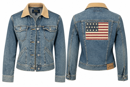Polo Ralph Lauren American flag denim jacket size S front and back