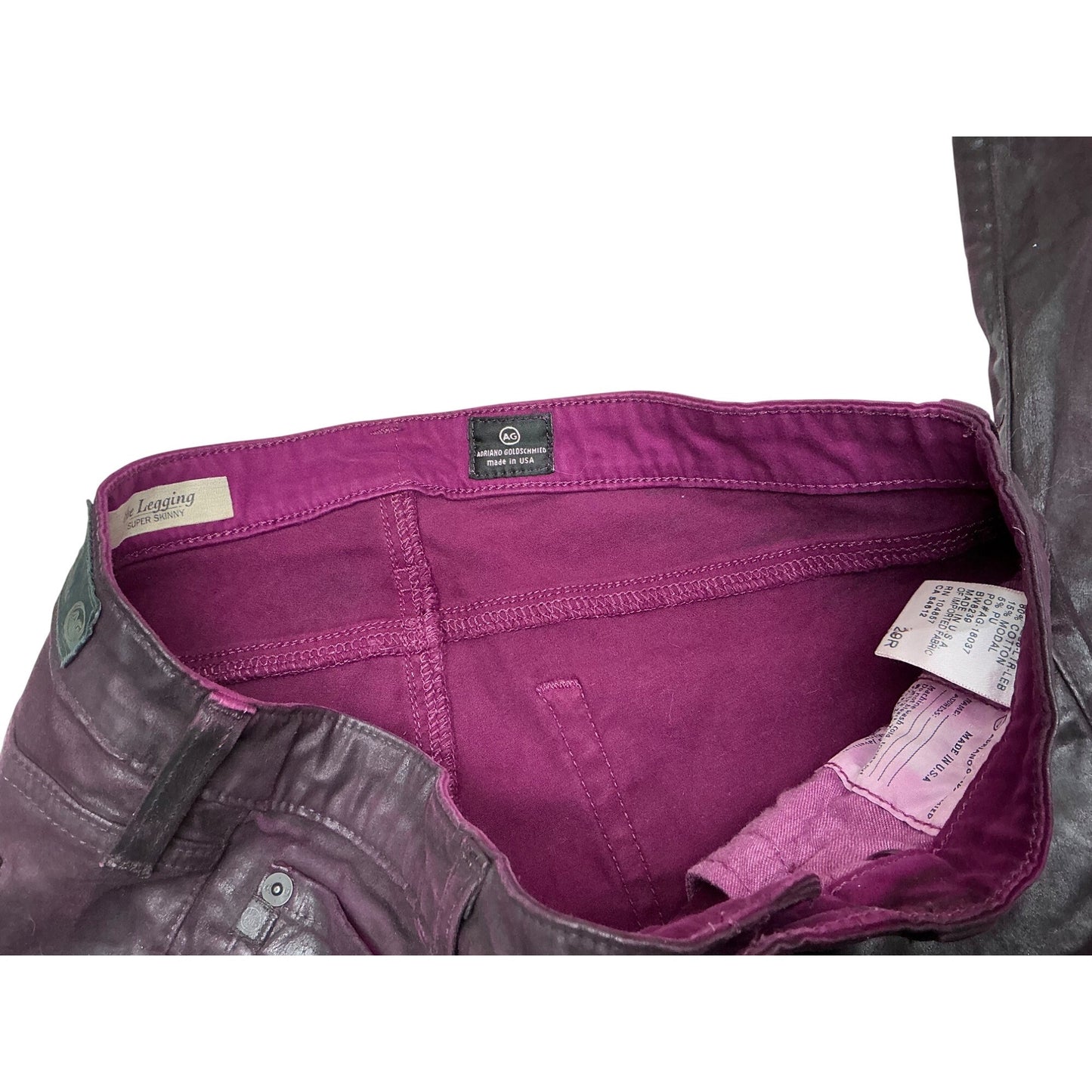 AG Metallic Purple Skinny Fit Jeans For Women Size 28