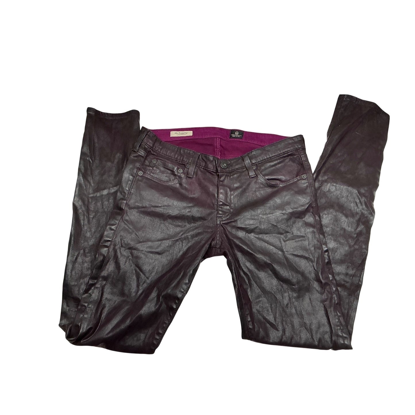 AG Metallic Purple Skinny Fit Jeans For Women Size 28
