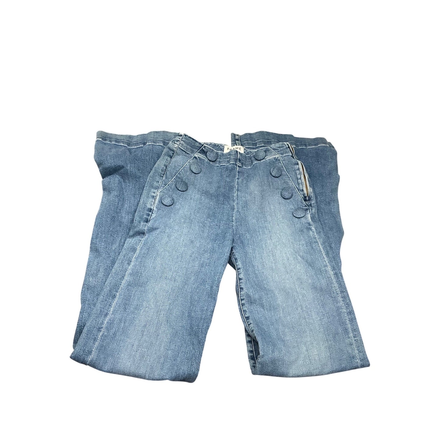 Frame Sailor Button Front Wide Leg Jeans Light Wash Denim. Sz 26