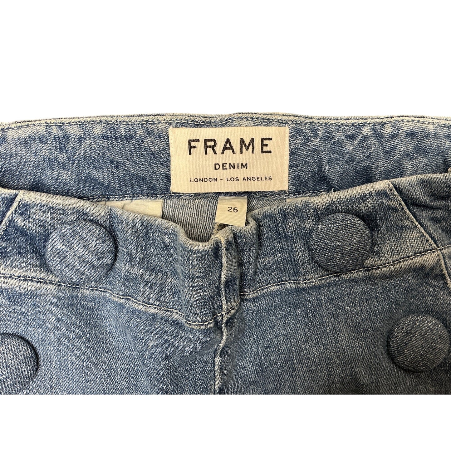 Frame Sailor Button Front Wide Leg Jeans Light Wash Denim. Sz 26